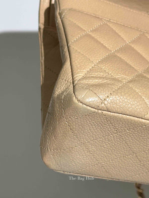 Chanel Beige Caviar Classic Double Flap Medium Bag GHW
