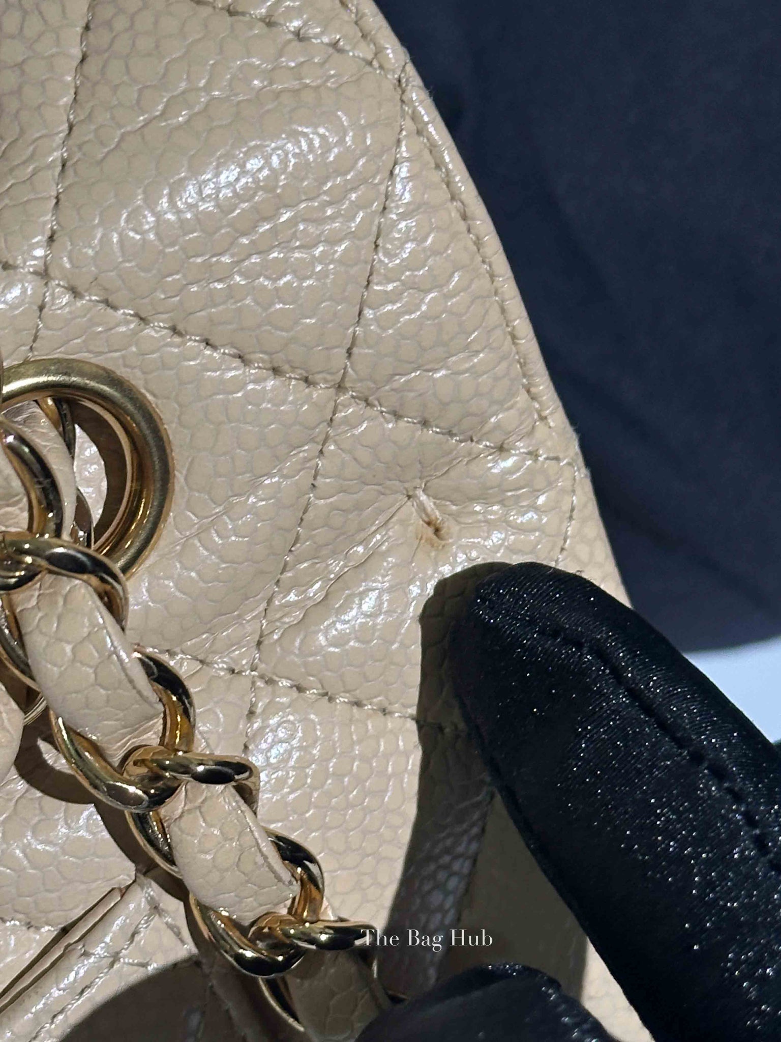 Chanel Beige Caviar Classic Double Flap Medium Bag GHW