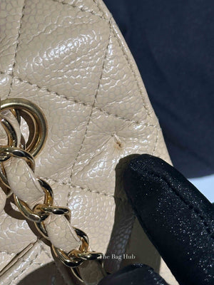 Chanel Beige Caviar Classic Double Flap Medium Bag GHW