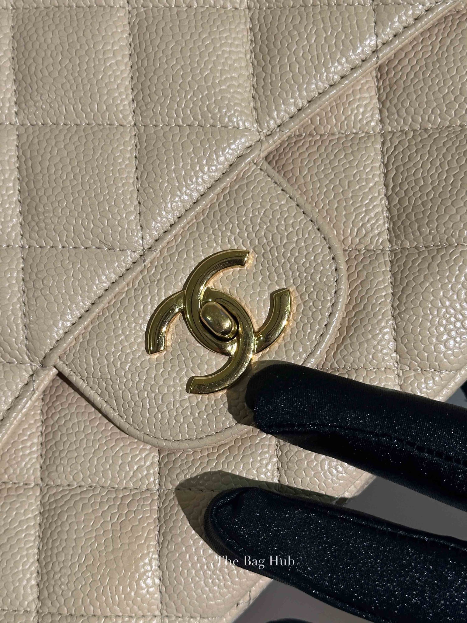 Chanel Beige Caviar Quilted Classic Jumbo Flap Bag GHW