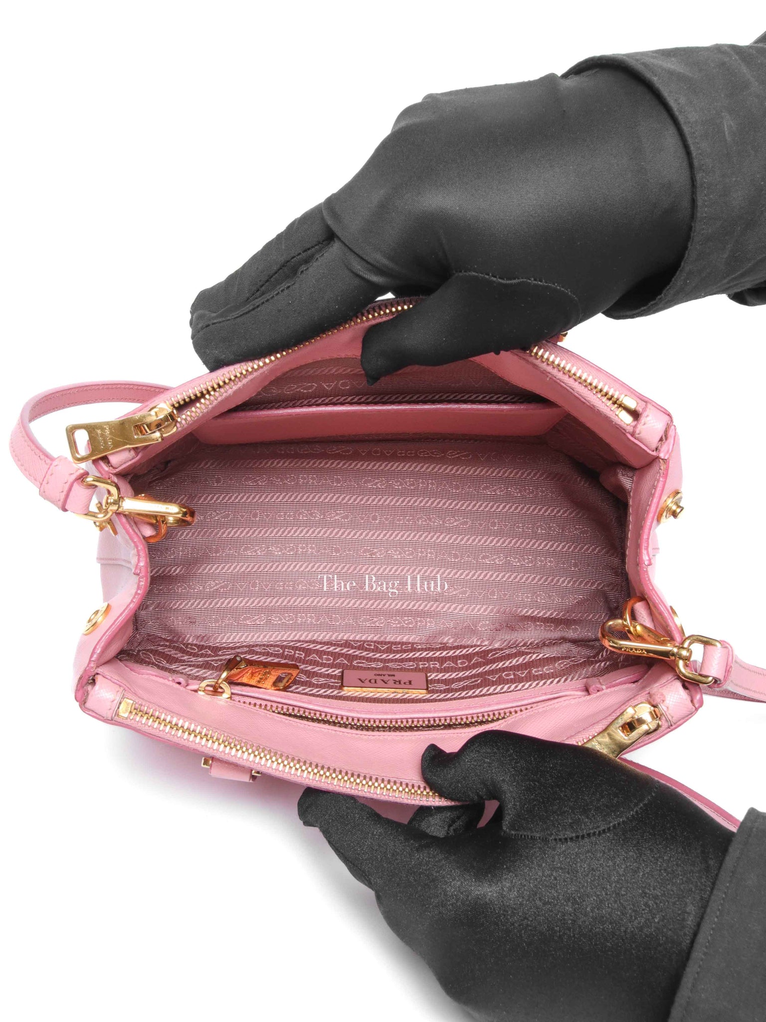 Prada Pink Saffiano Leather Double Zip Galleria Small Tote Bag