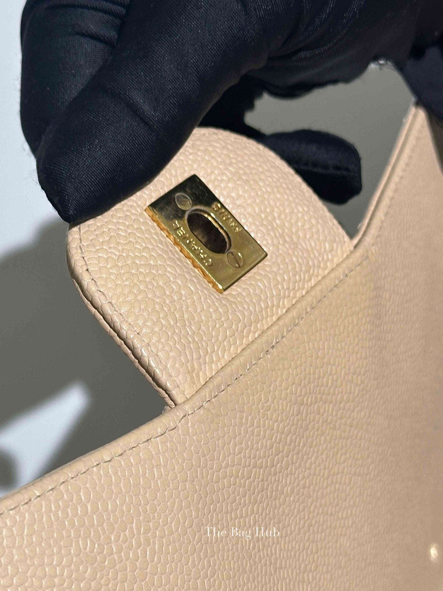 Chanel Beige Caviar Quilted Classic Jumbo Flap Bag GHW