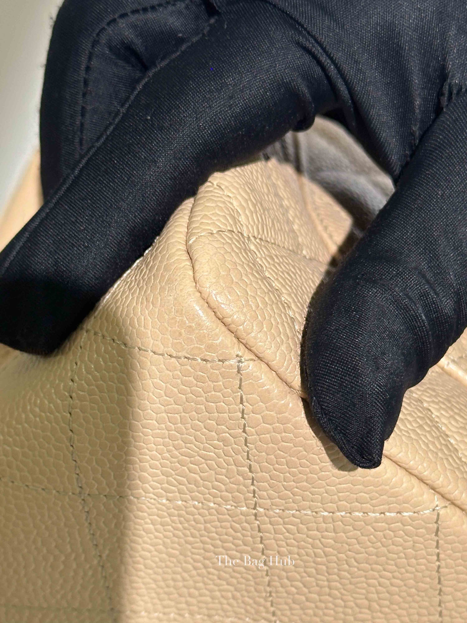 Chanel Beige Caviar Quilted Classic Jumbo Flap Bag GHW