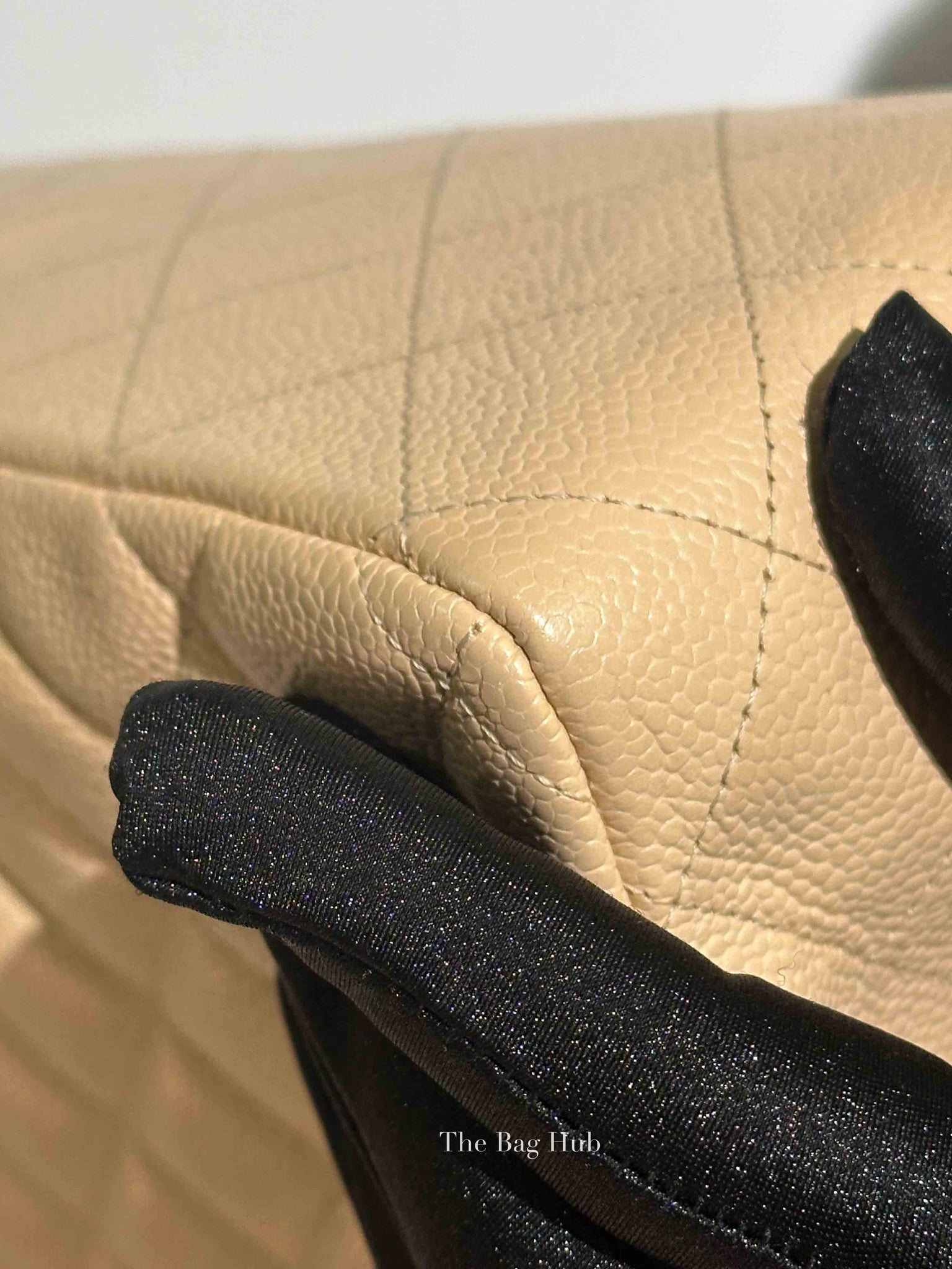 Chanel Beige Caviar Quilted Classic Jumbo Flap Bag GHW