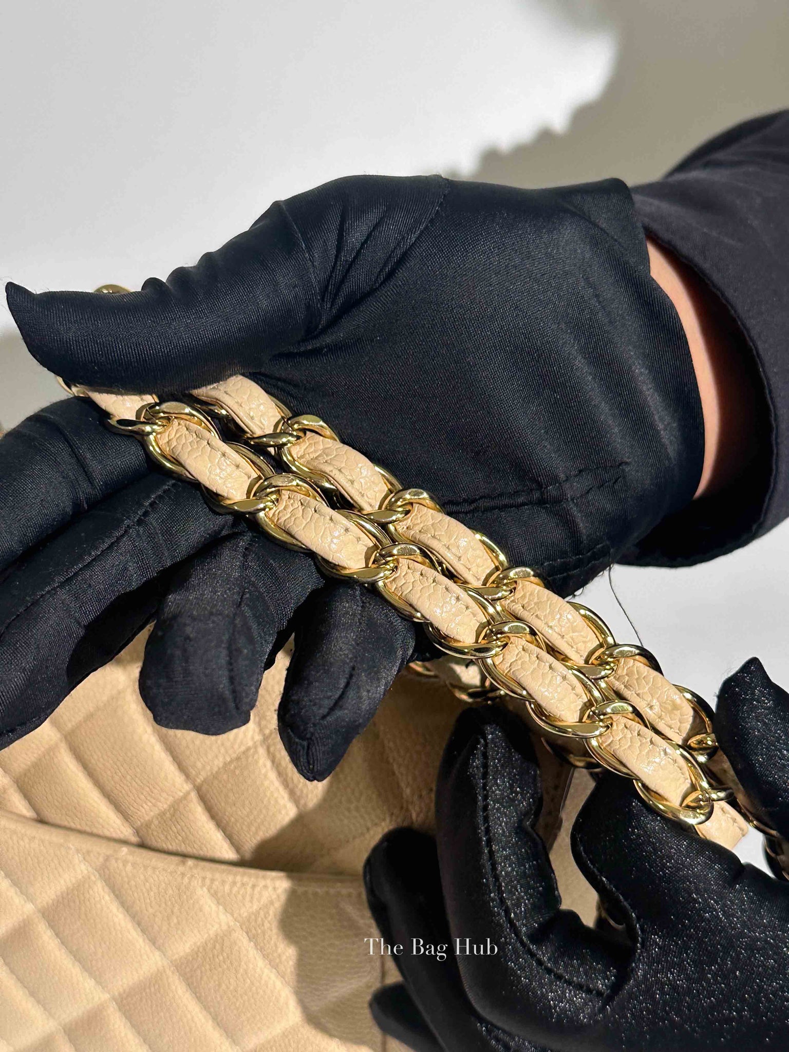 Chanel Beige Caviar Quilted Classic Jumbo Flap Bag GHW