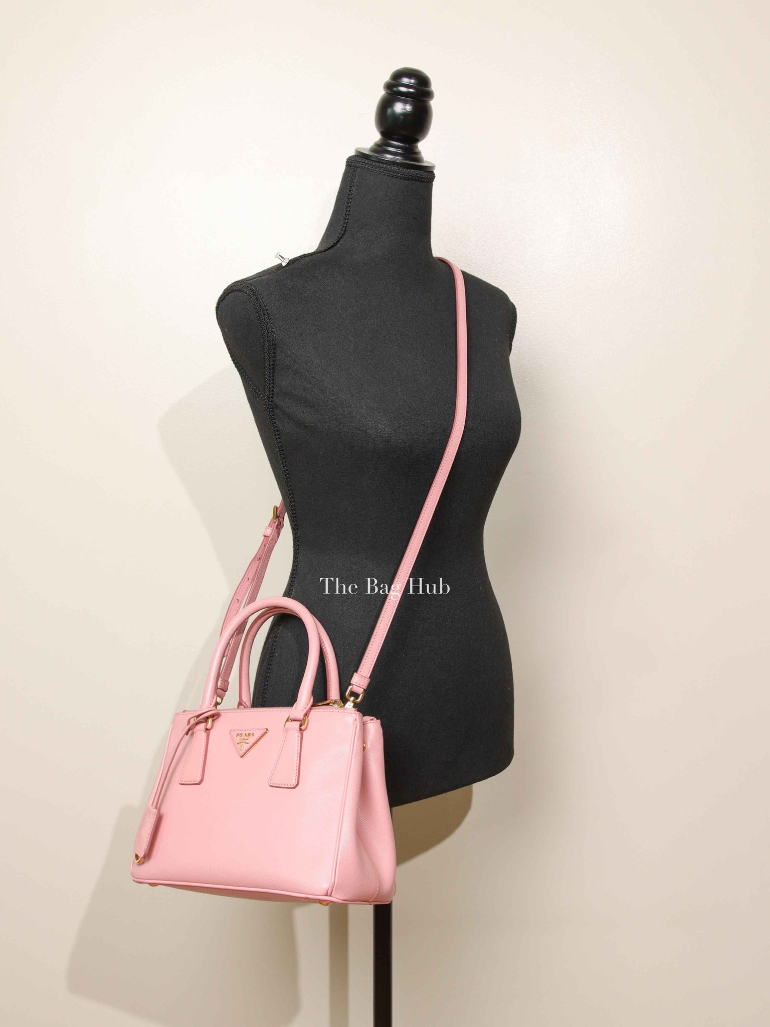 Prada Pink Saffiano Leather Double Zip Galleria Small Tote Bag