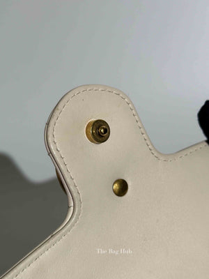 Gucci White Calfskin Matelasse Super Mini GG Marmont Shoulder Bag