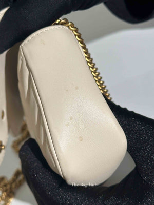 Gucci White Calfskin Matelasse Super Mini GG Marmont Shoulder Bag