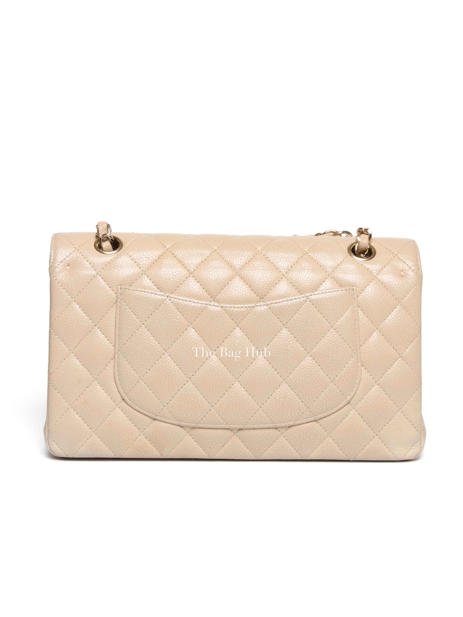 Chanel Beige Caviar Classic Double Flap Medium Bag GHW