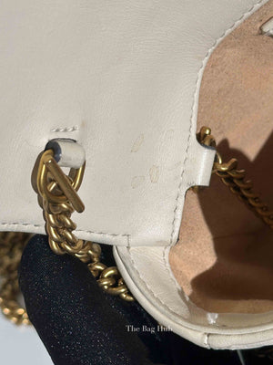 Gucci White Calfskin Matelasse Super Mini GG Marmont Shoulder Bag