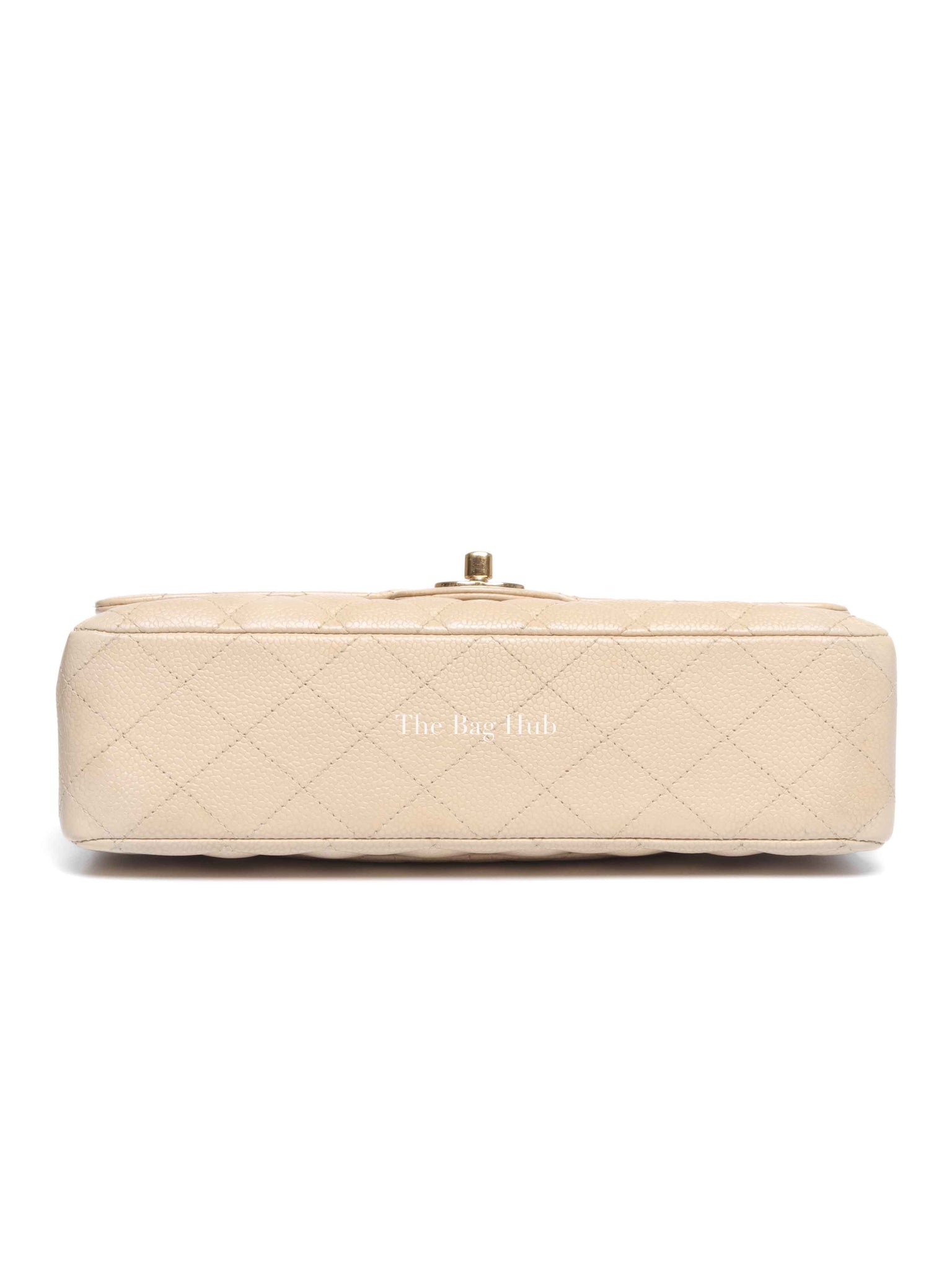 Chanel Beige Caviar Classic Double Flap Medium Bag GHW