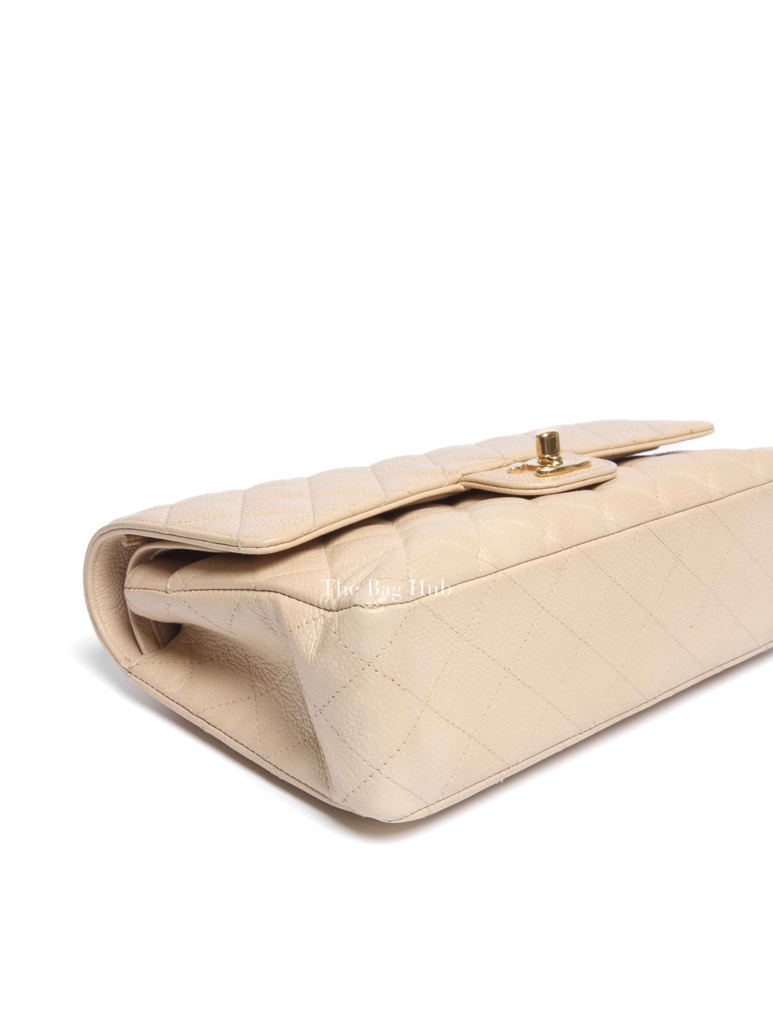 Chanel Beige Caviar Classic Double Flap Medium Bag GHW