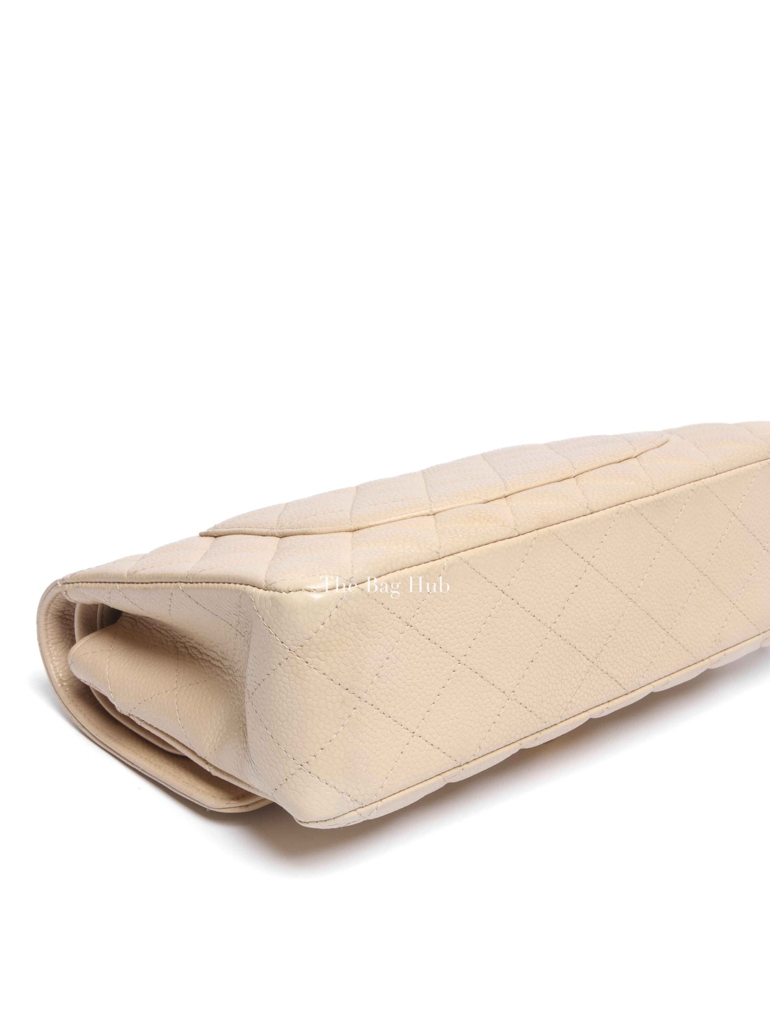 Chanel Beige Caviar Classic Double Flap Medium Bag GHW