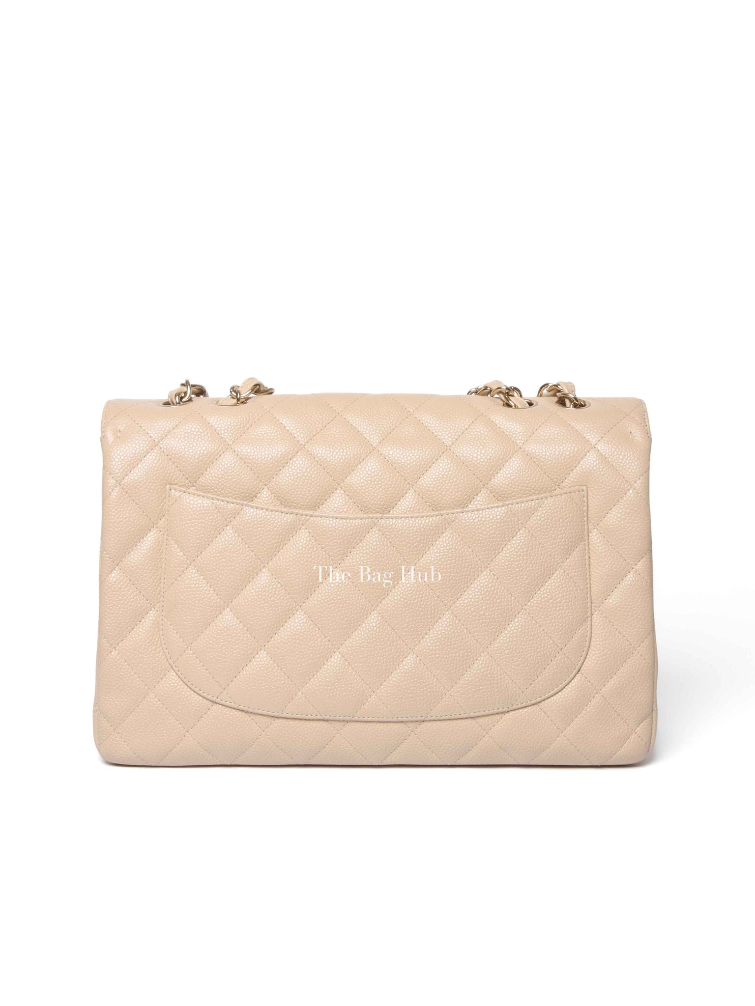 Chanel Beige Caviar Quilted Classic Jumbo Flap Bag GHW