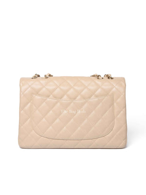 Chanel Beige Caviar Quilted Classic Jumbo Flap Bag GHW