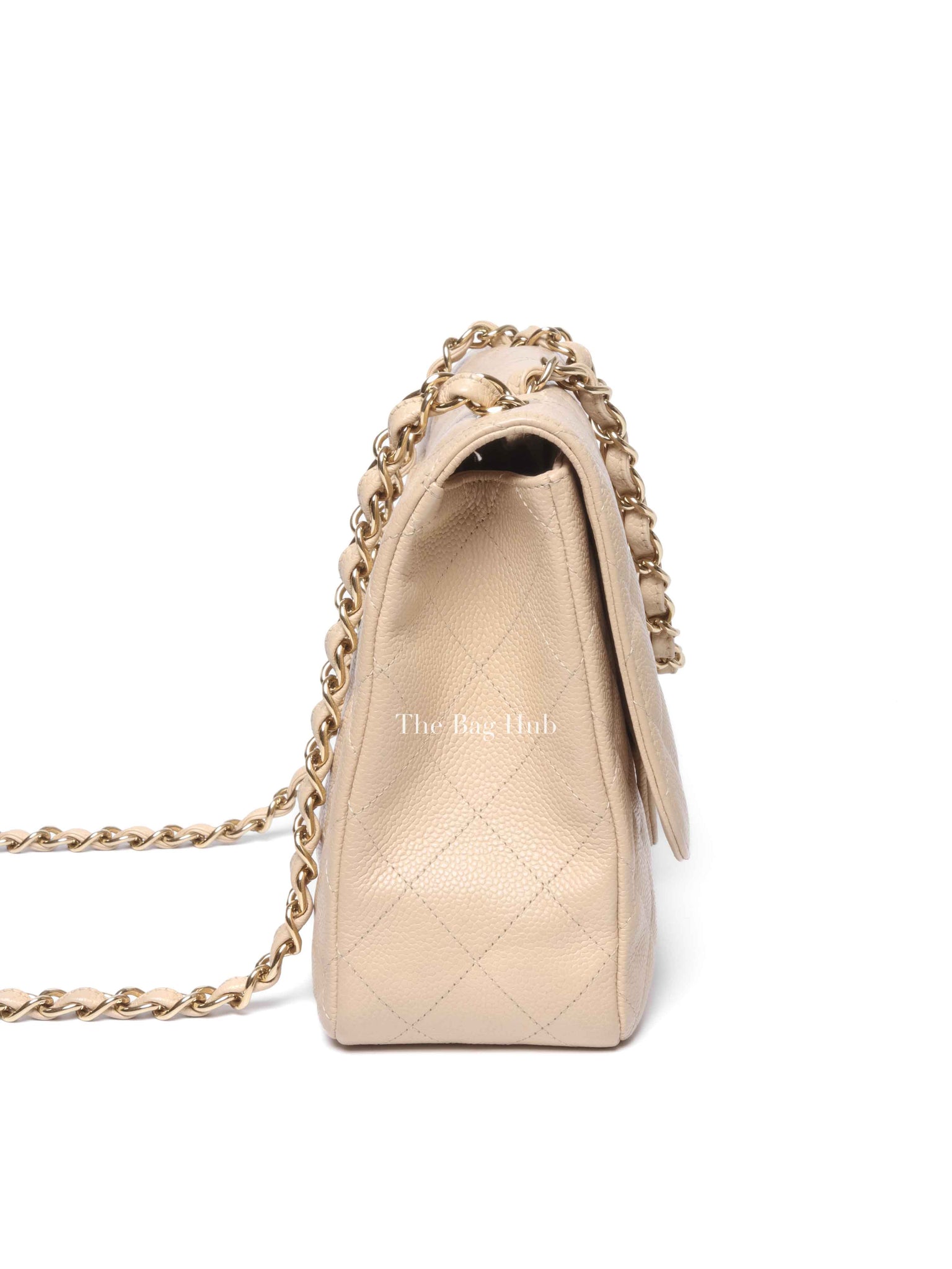 Chanel Beige Caviar Quilted Classic Jumbo Flap Bag GHW