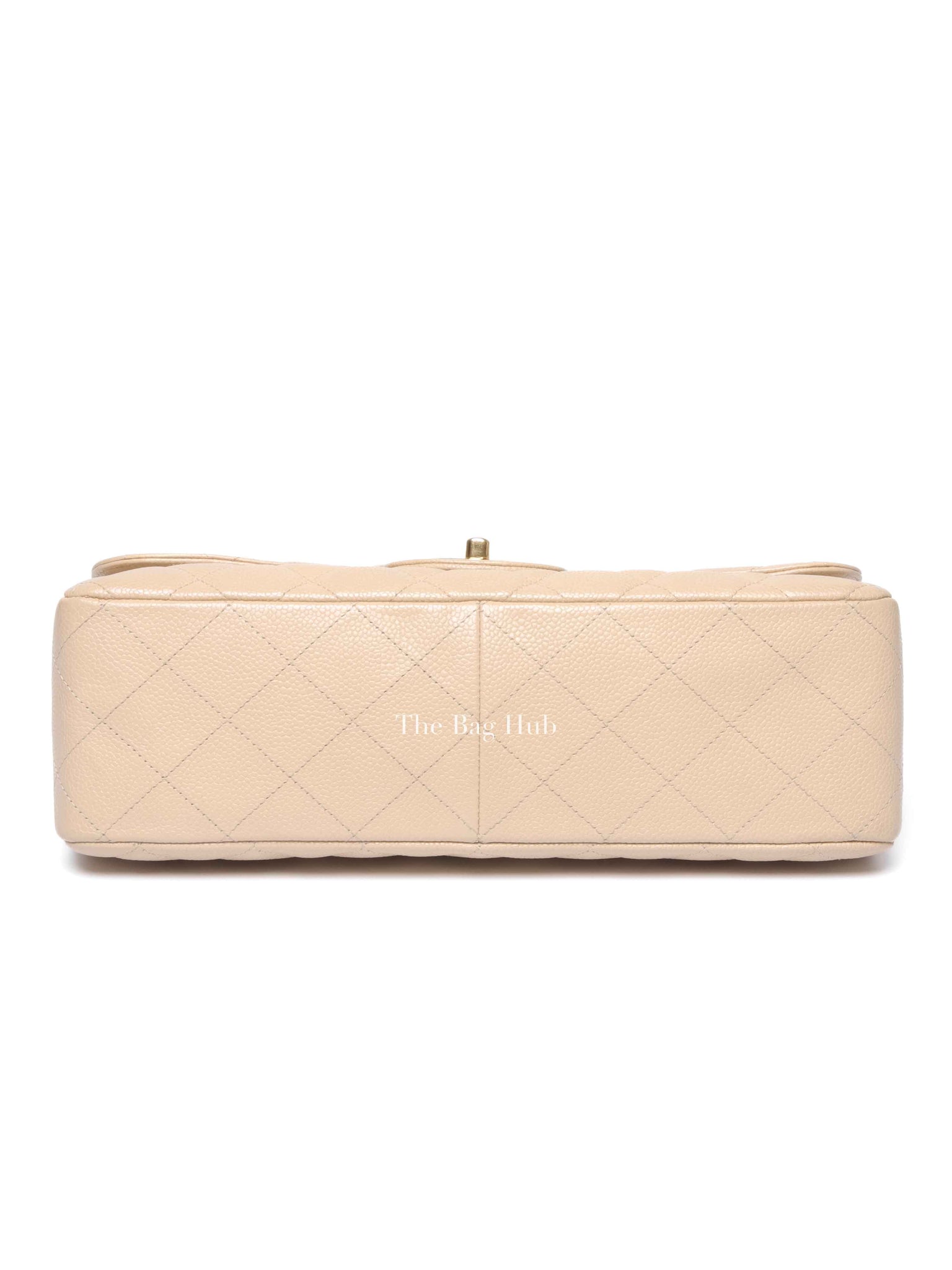 Chanel Beige Caviar Quilted Classic Jumbo Flap Bag GHW