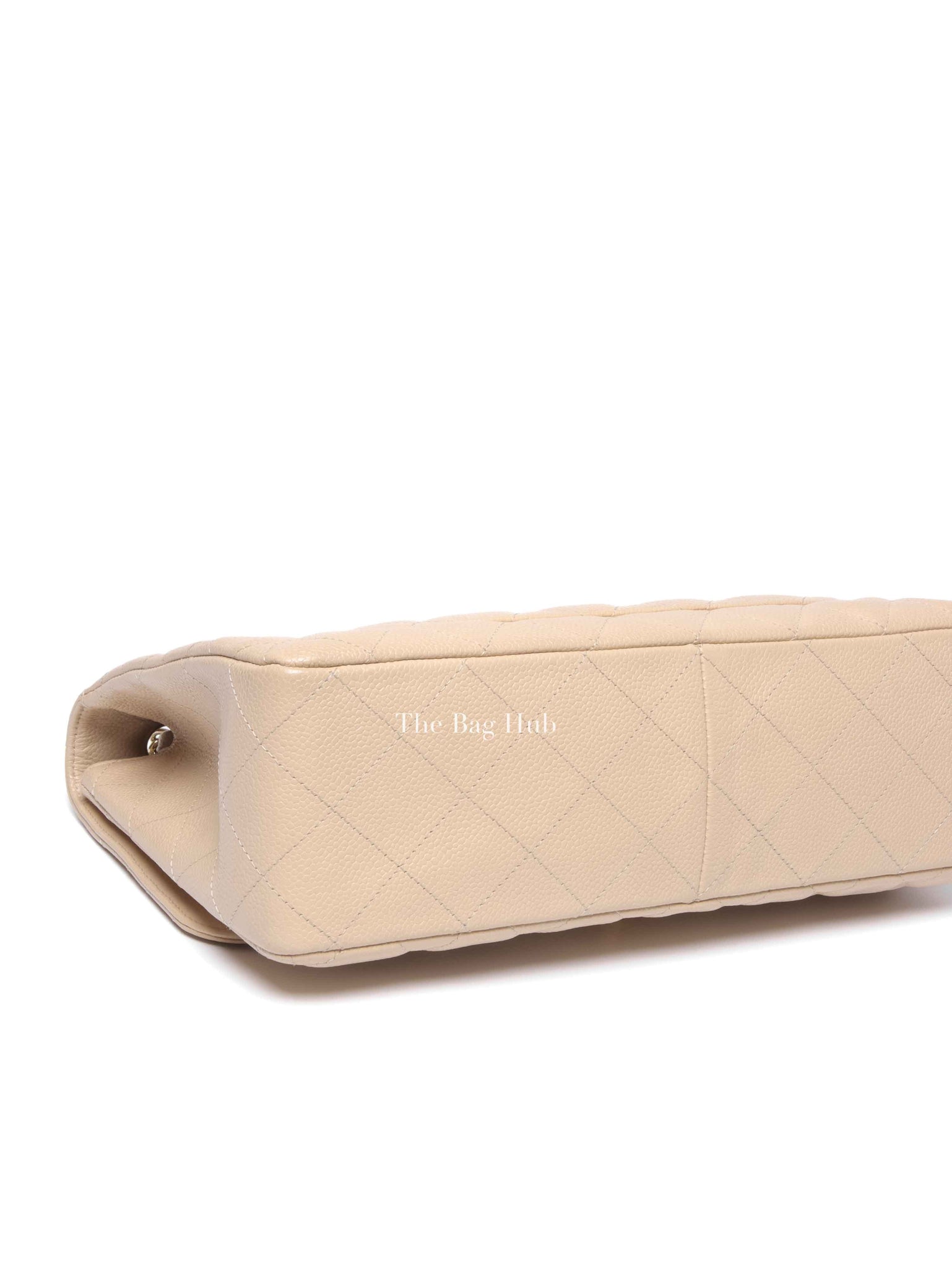 Chanel Beige Caviar Quilted Classic Jumbo Flap Bag GHW