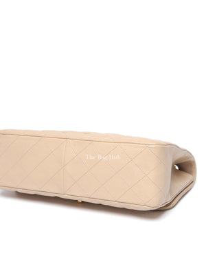 Chanel Beige Caviar Quilted Classic Jumbo Flap Bag GHW