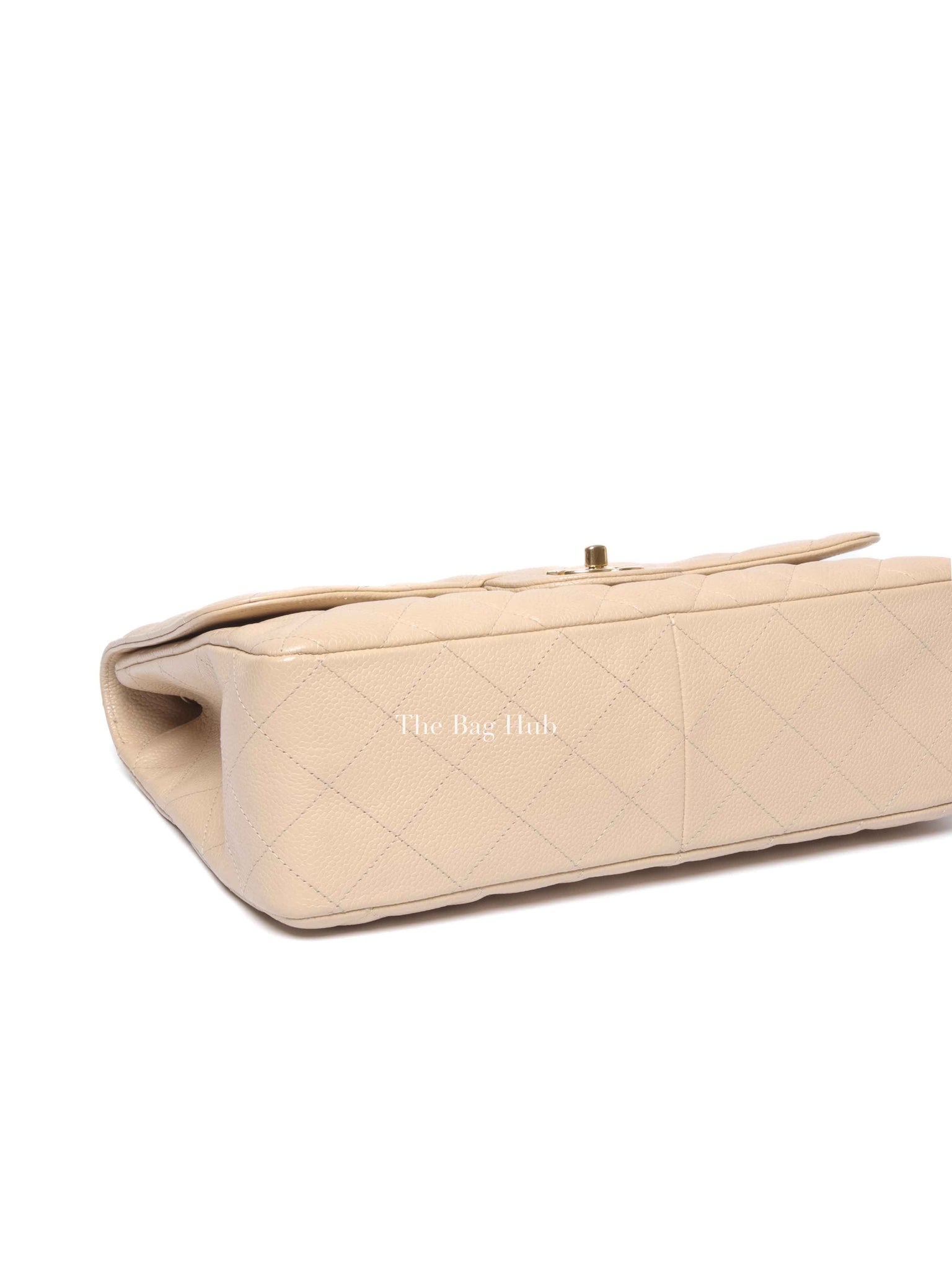 Chanel Beige Caviar Quilted Classic Jumbo Flap Bag GHW