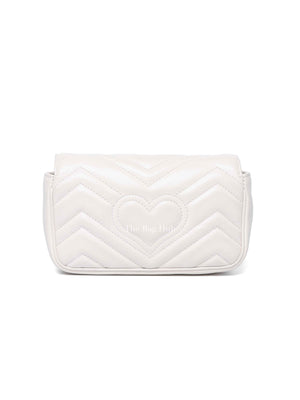 Gucci White Calfskin Matelasse Super Mini GG Marmont Shoulder Bag
