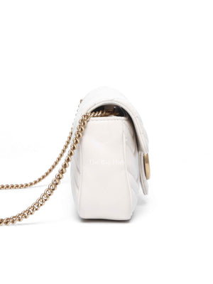 Gucci White Calfskin Matelasse Super Mini GG Marmont Shoulder Bag