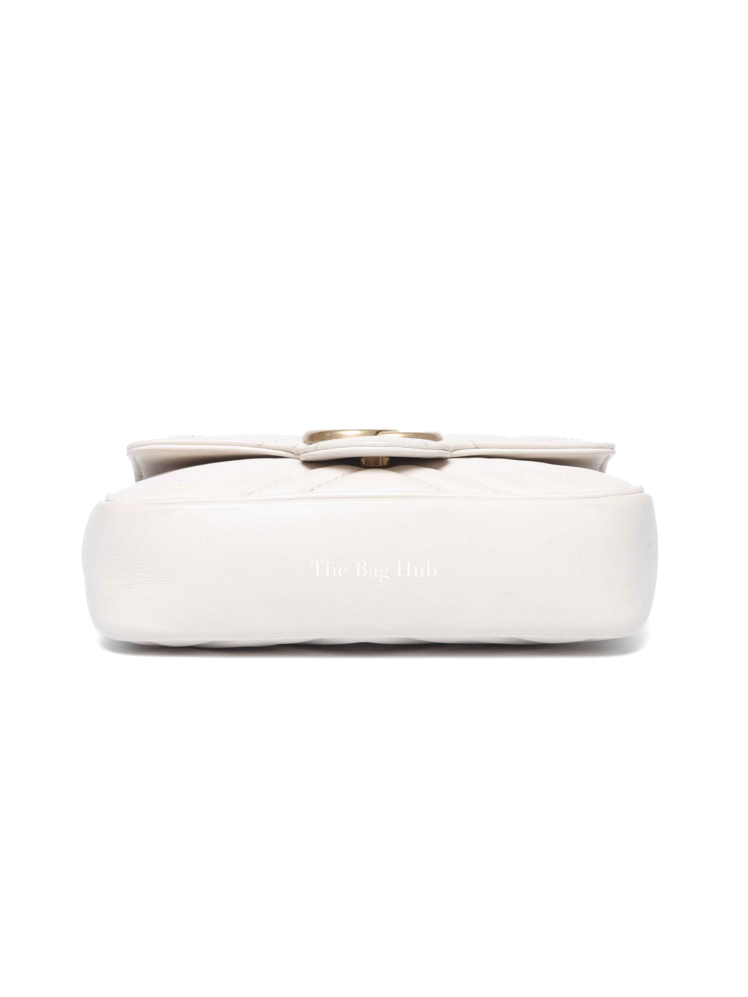 Gucci White Calfskin Matelasse Super Mini GG Marmont Shoulder Bag