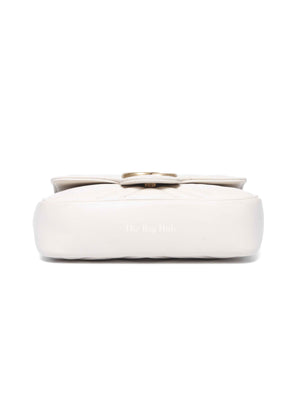 Gucci White Calfskin Matelasse Super Mini GG Marmont Shoulder Bag