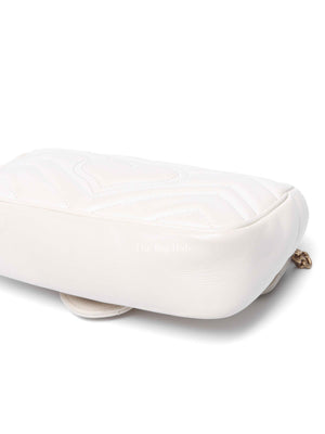 Gucci White Calfskin Matelasse Super Mini GG Marmont Shoulder Bag