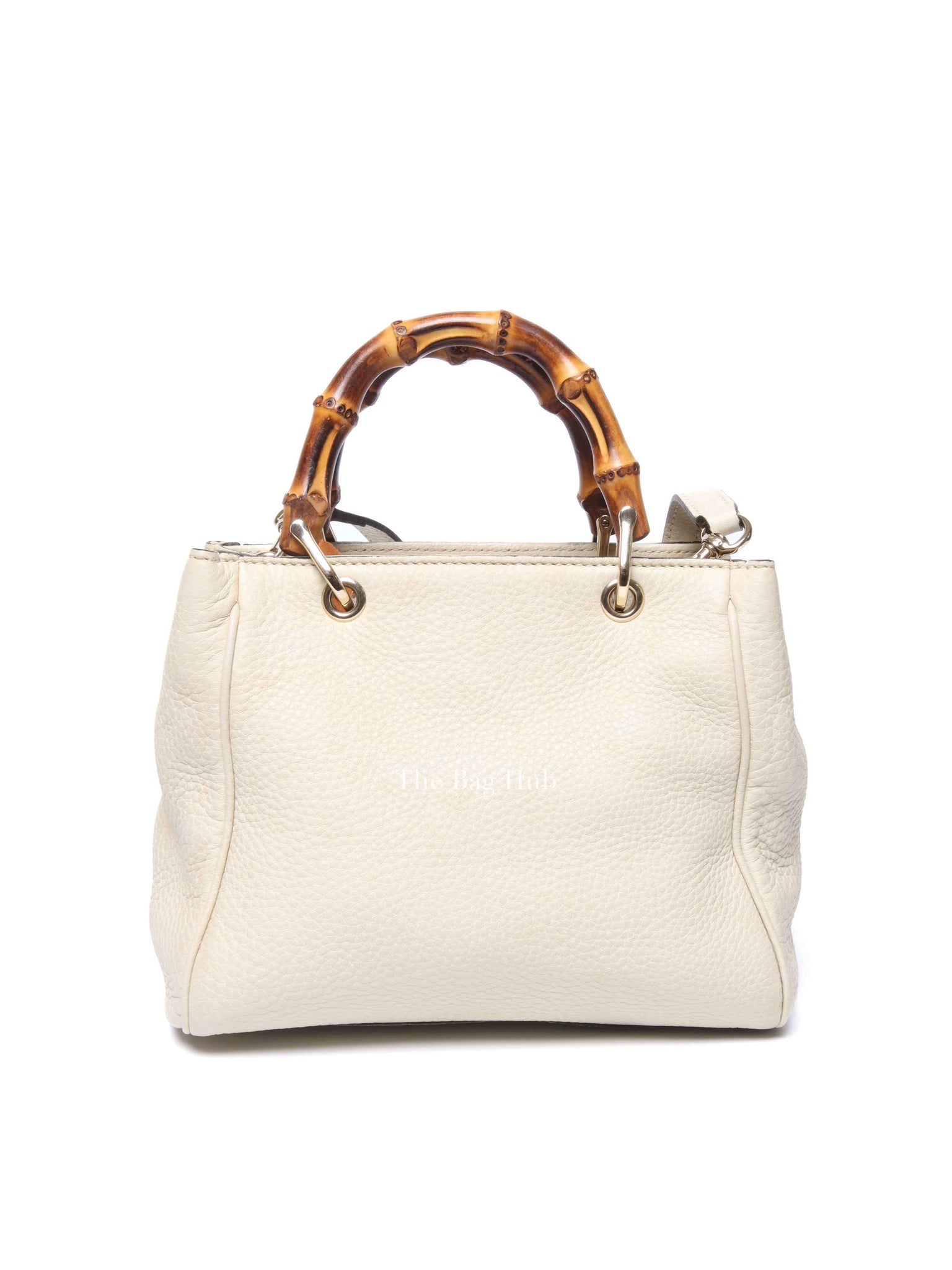 Gucci Off White Calfskin Bamboo Shopper Mini Tote Bag