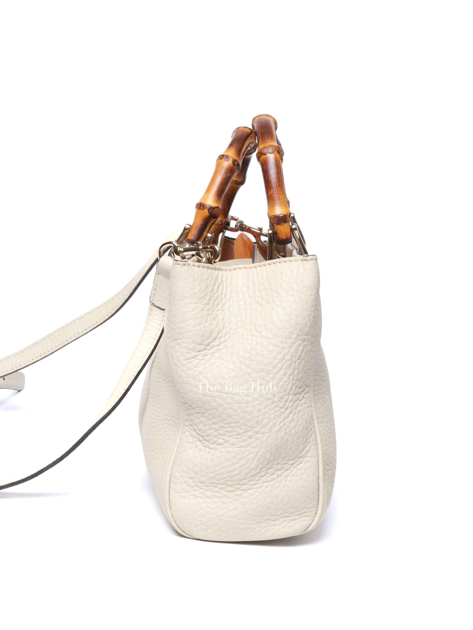 Gucci Off White Calfskin Bamboo Shopper Mini Tote Bag