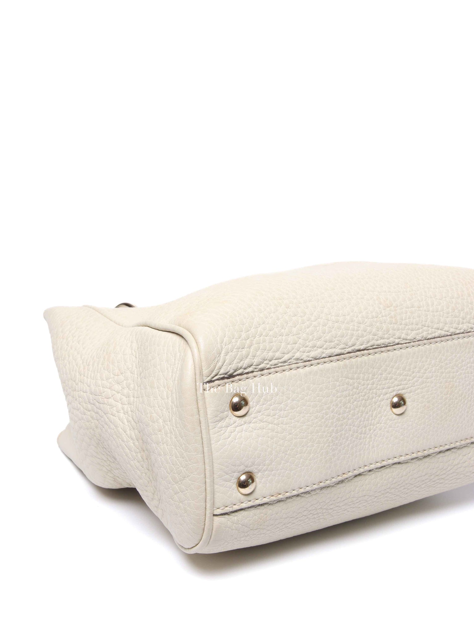 Gucci Off White Calfskin Bamboo Shopper Mini Tote Bag