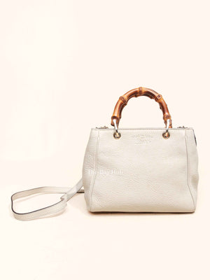 Gucci Off White Calfskin Bamboo Shopper Mini Tote Bag