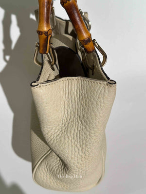 Gucci Off White Calfskin Bamboo Shopper Mini Tote Bag