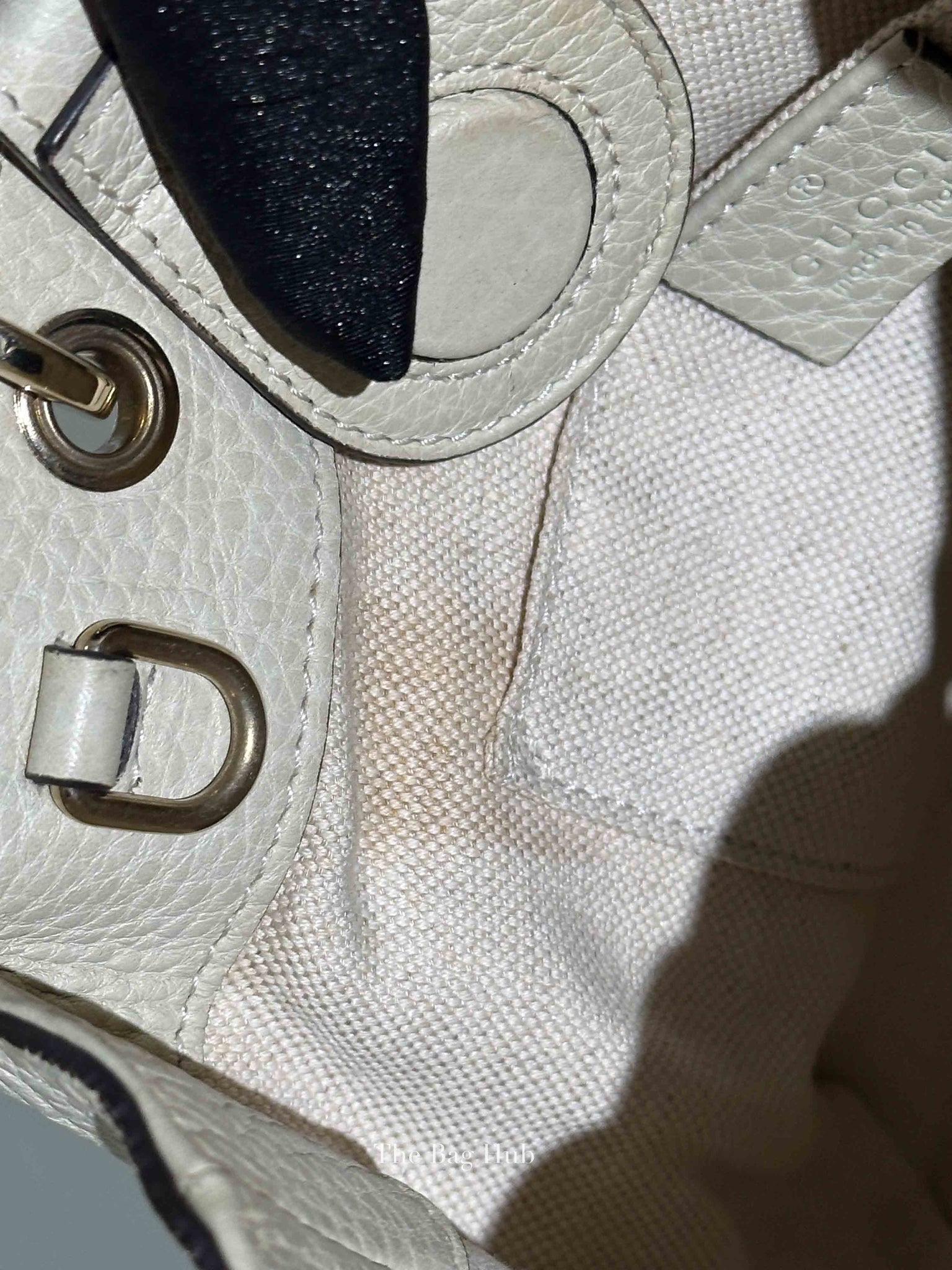 Gucci Off White Calfskin Bamboo Shopper Mini Tote Bag