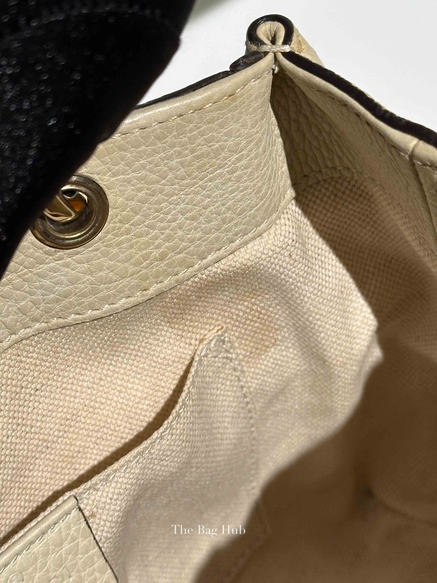 Gucci Off White Calfskin Bamboo Shopper Mini Tote Bag