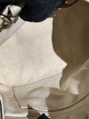 Gucci Off White Calfskin Bamboo Shopper Mini Tote Bag