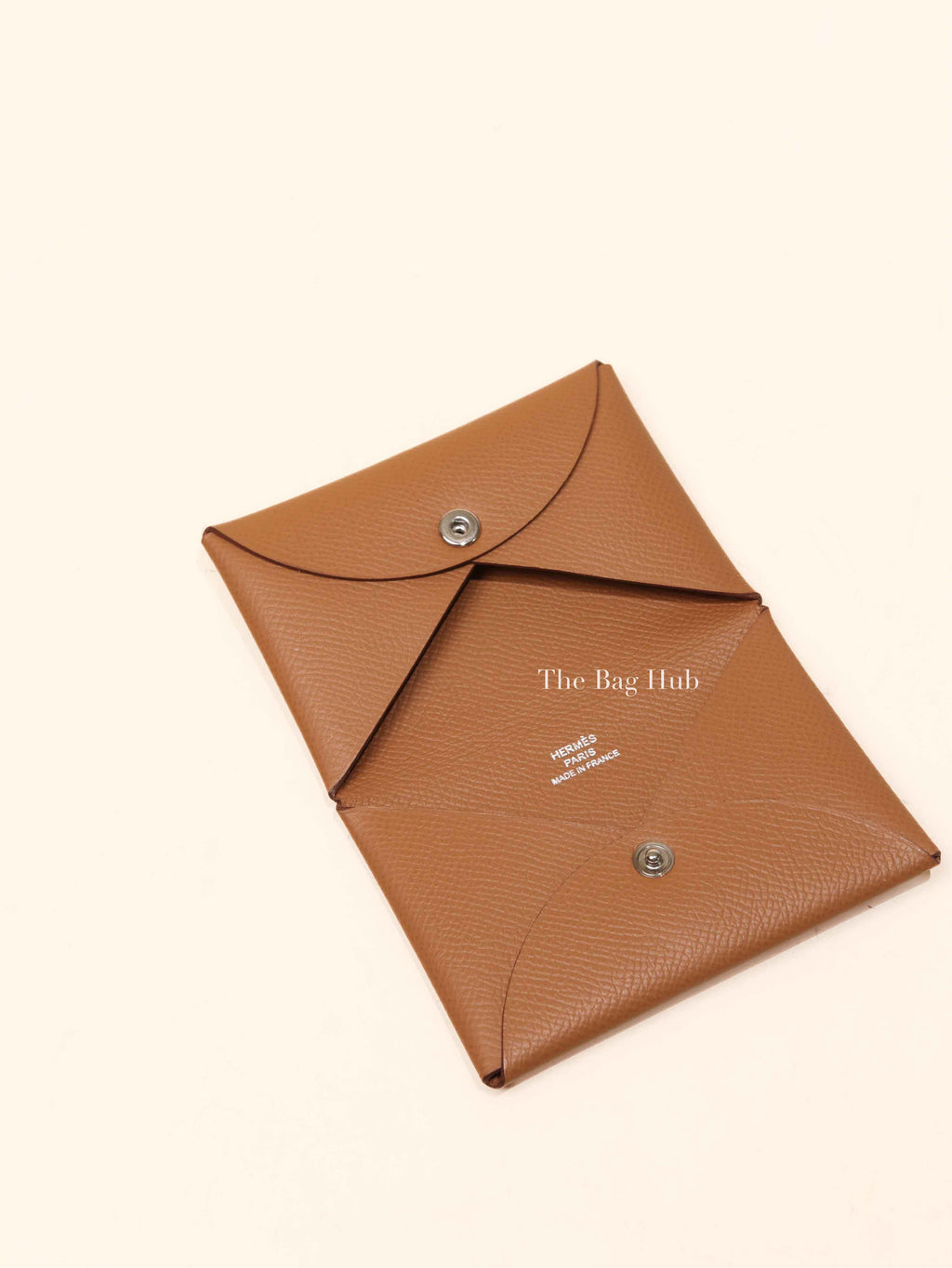 Hermes Gold Epsom Leather Calvi Card Holder