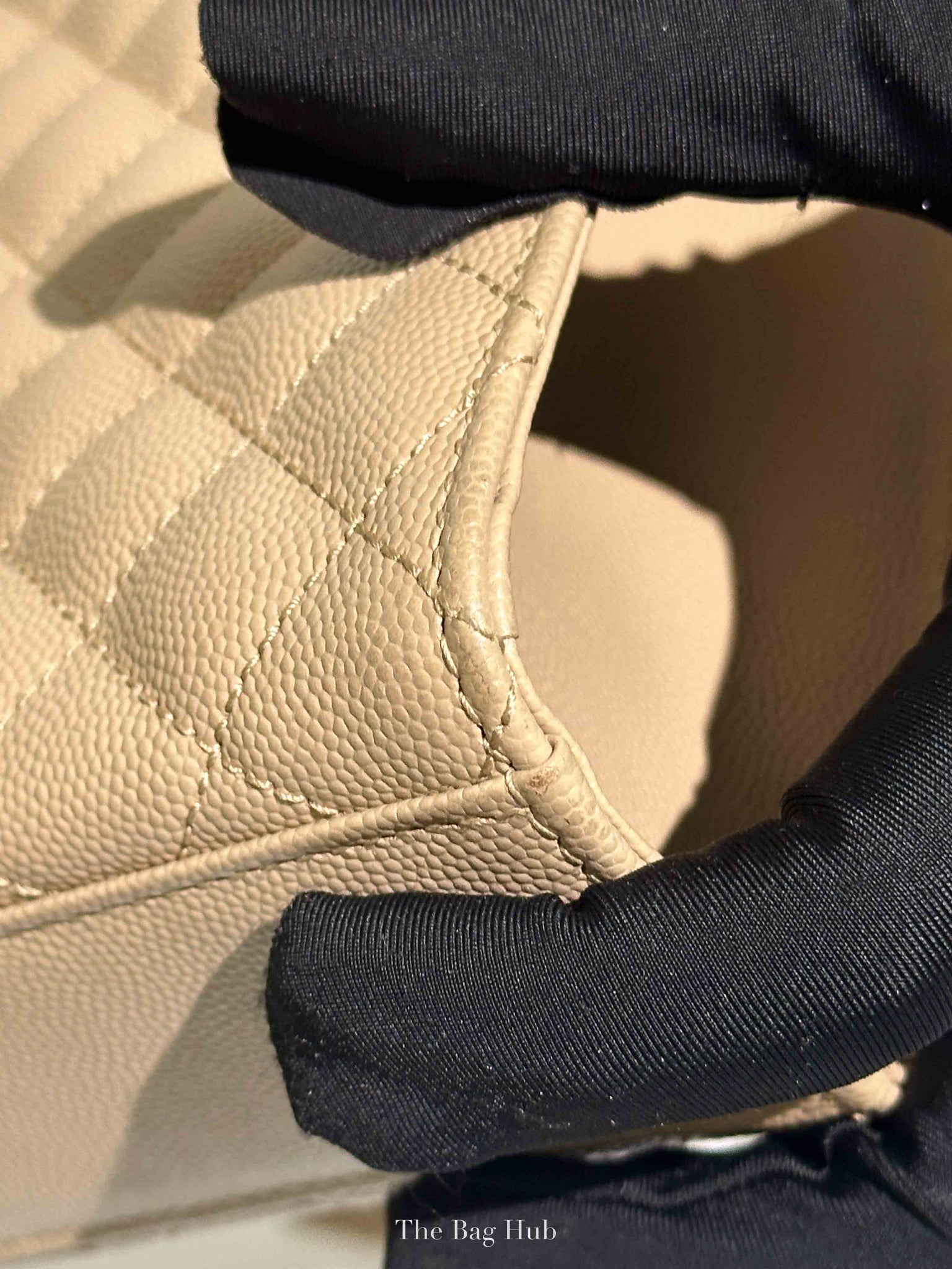 Saint Laurent Beige Grained Leather Quilted Chevron Large Envelope Flap Bag SHW