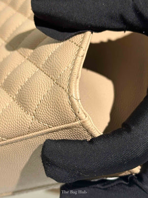Saint Laurent Beige Grained Leather Quilted Chevron Large Envelope Flap Bag SHW