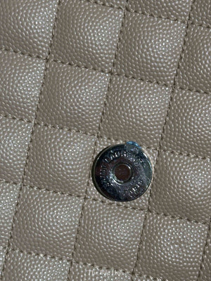 Saint Laurent Beige Grained Leather Quilted Chevron Large Envelope Flap Bag SHW