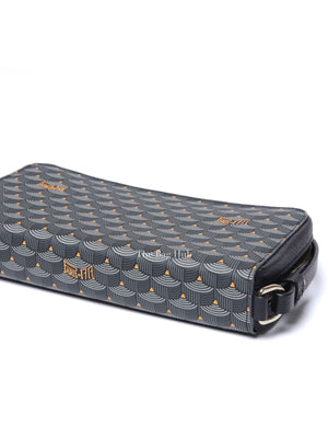 Faure Le Page Black Canvas Chasse Gardée Wallet With Strap