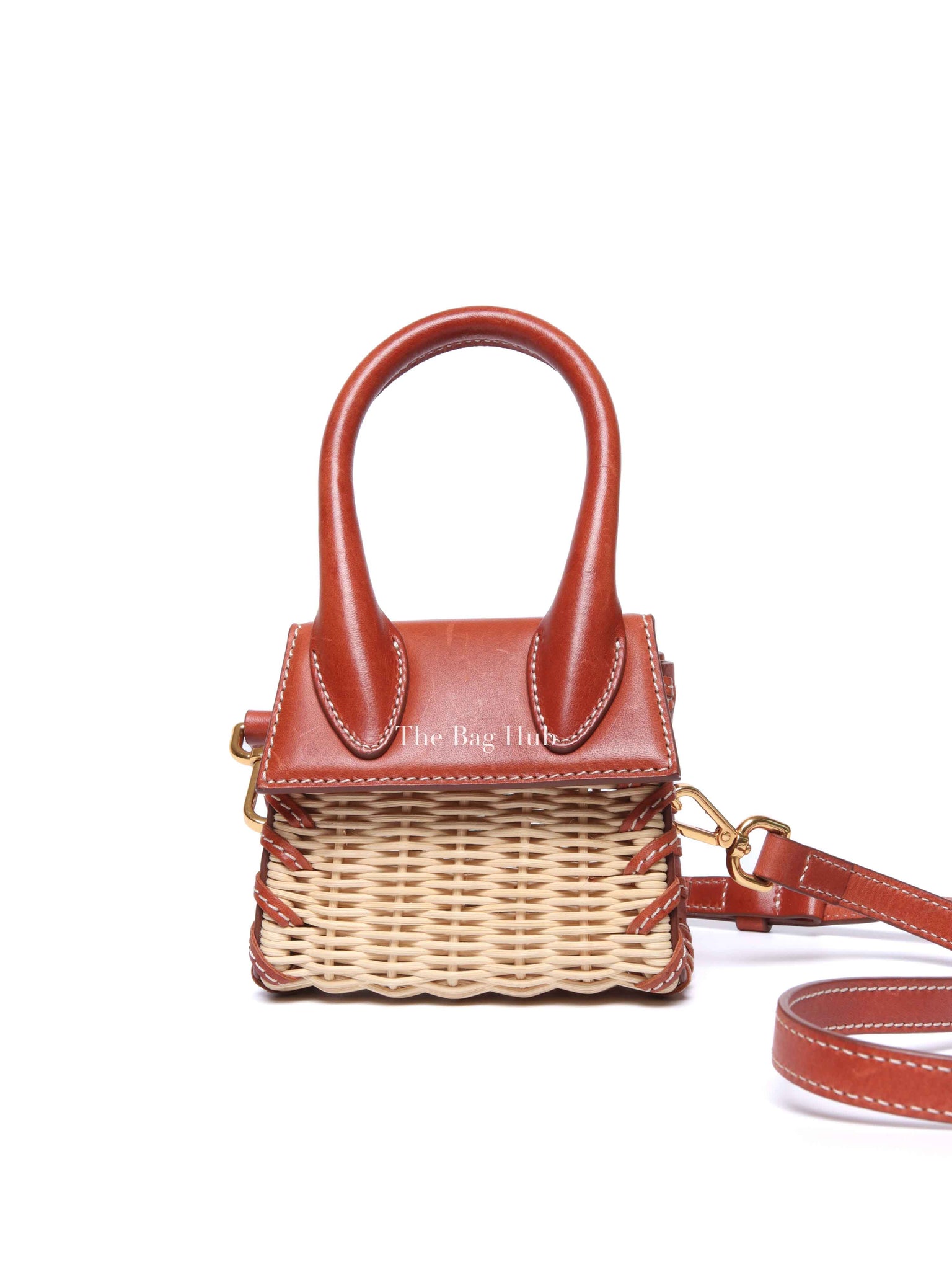 Jacquemus Brown Raffia/Calfskin Le Chiquito Osier Bag