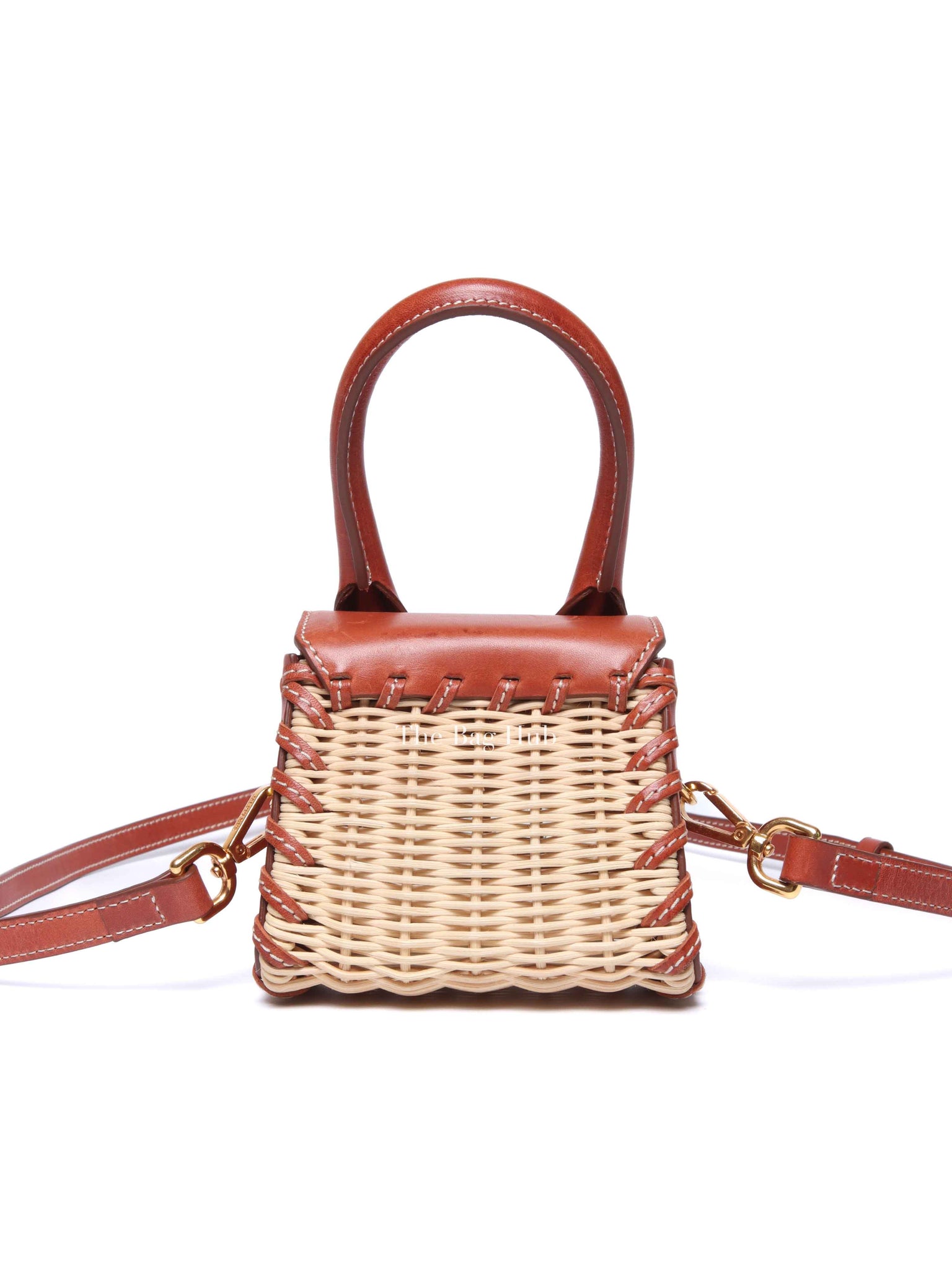 Jacquemus Brown Raffia/Calfskin Le Chiquito Osier Bag