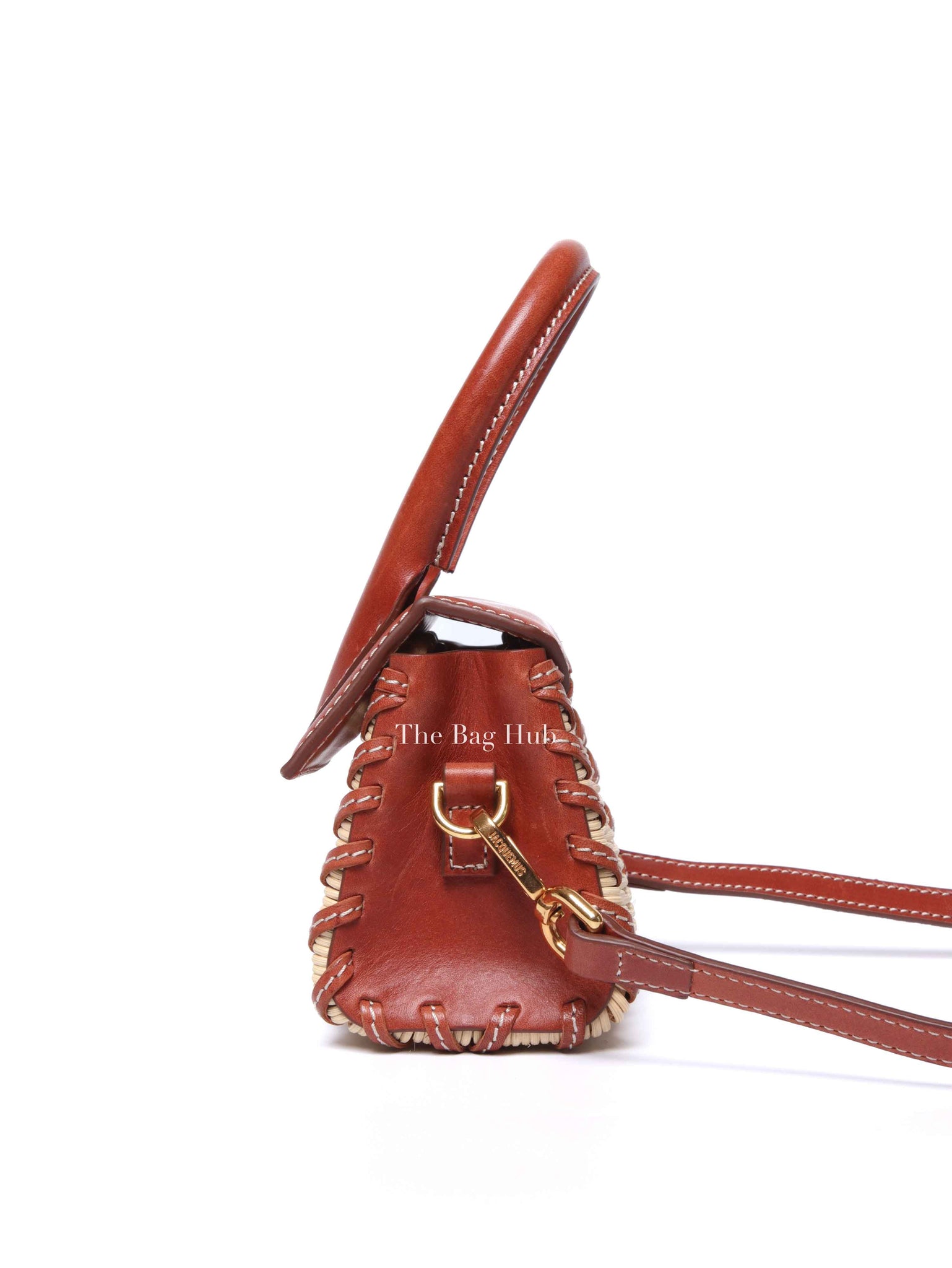 Jacquemus Brown Raffia/Calfskin Le Chiquito Osier Bag
