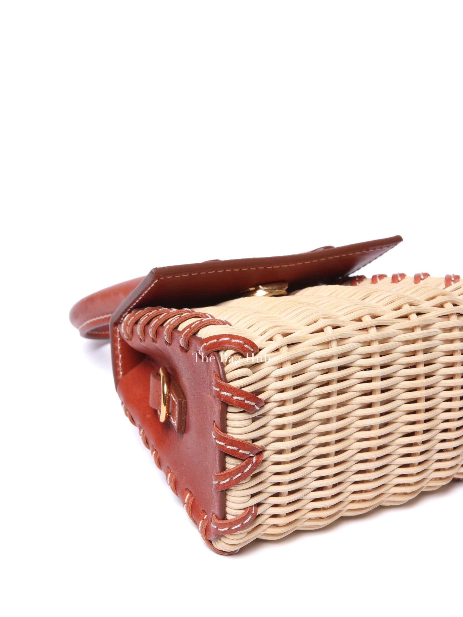 Jacquemus Brown Raffia/Calfskin Le Chiquito Osier Bag