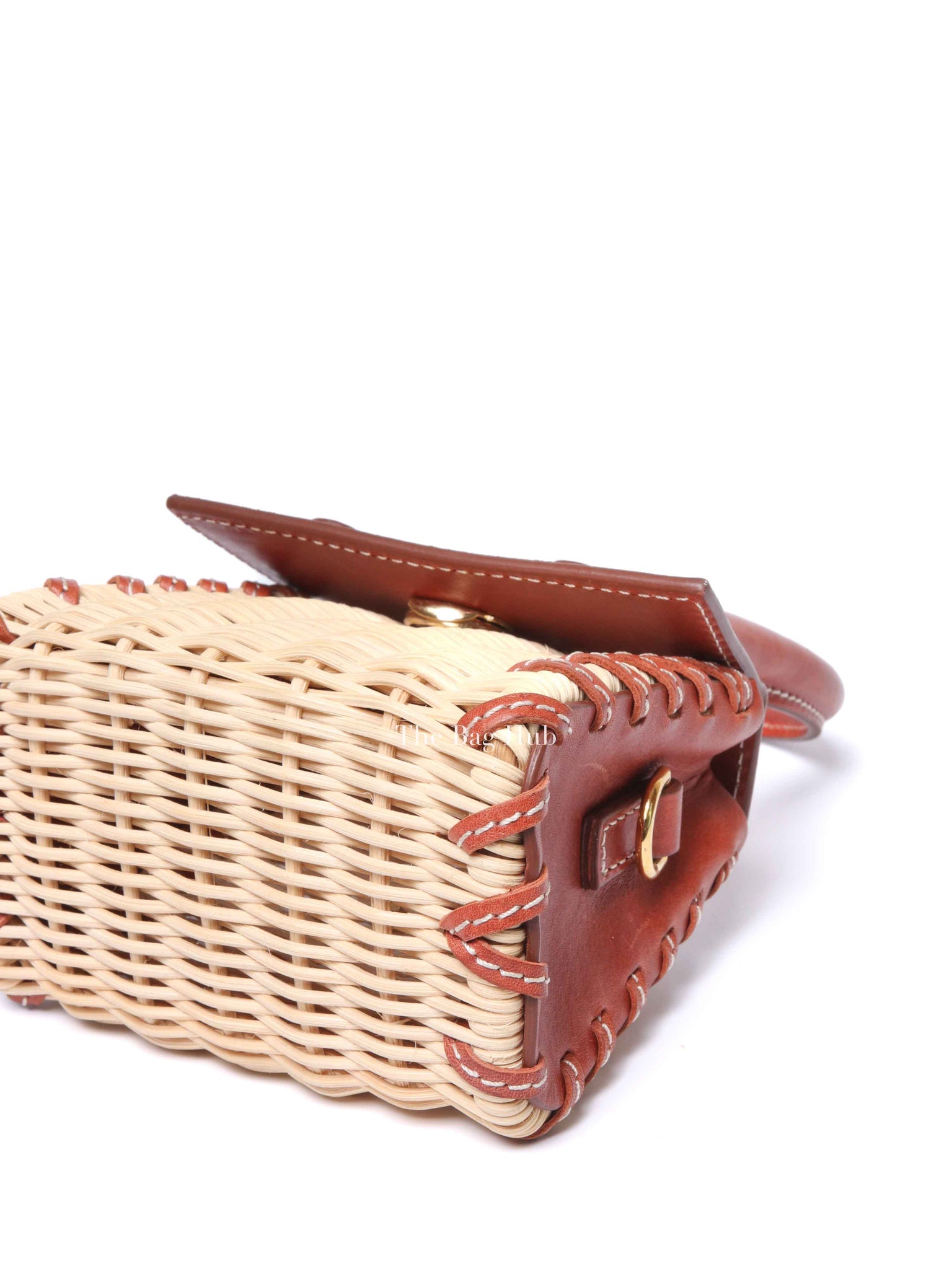 Jacquemus Brown Raffia/Calfskin Le Chiquito Osier Bag