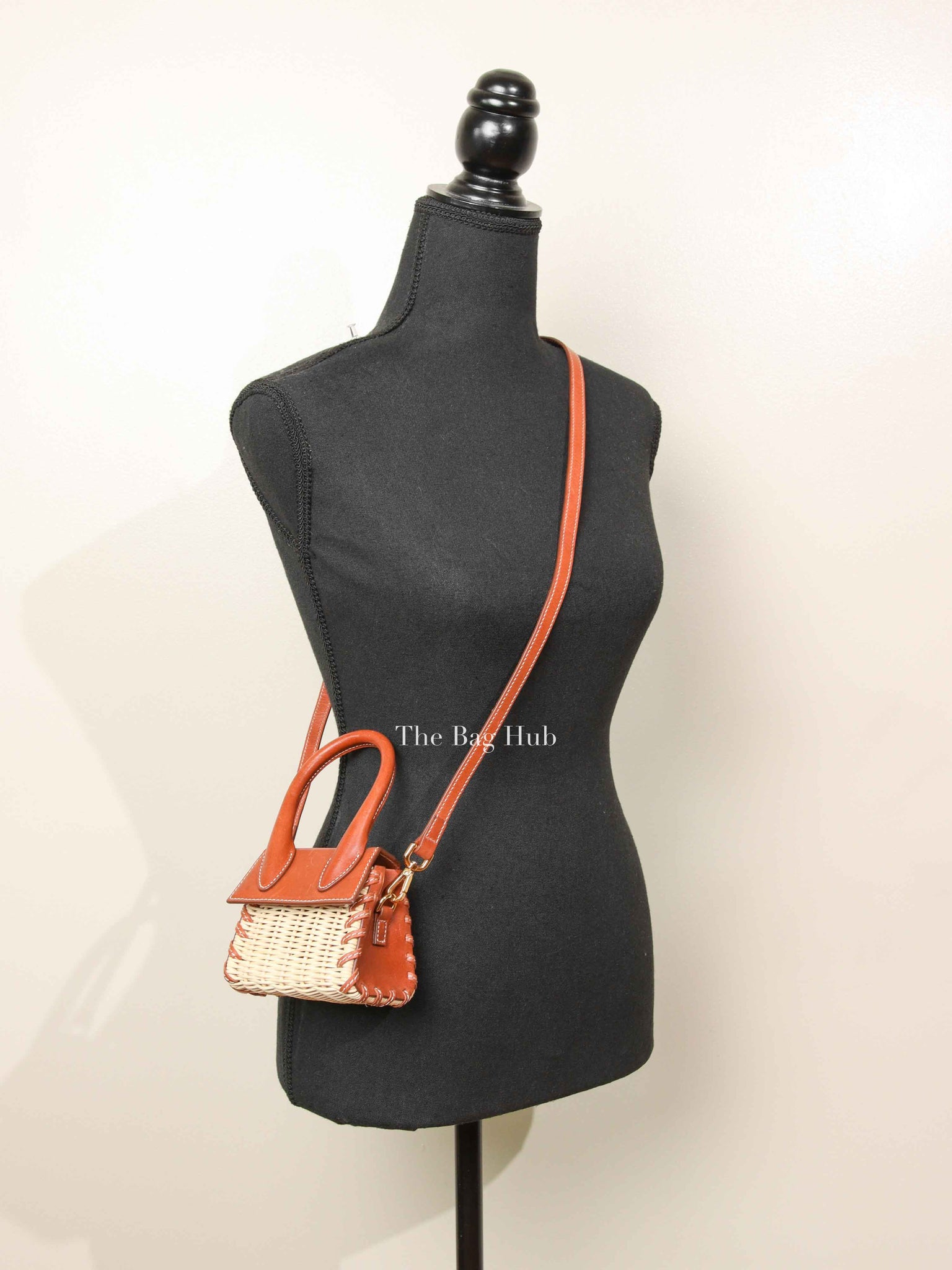 Jacquemus Brown Raffia/Calfskin Le Chiquito Osier Bag