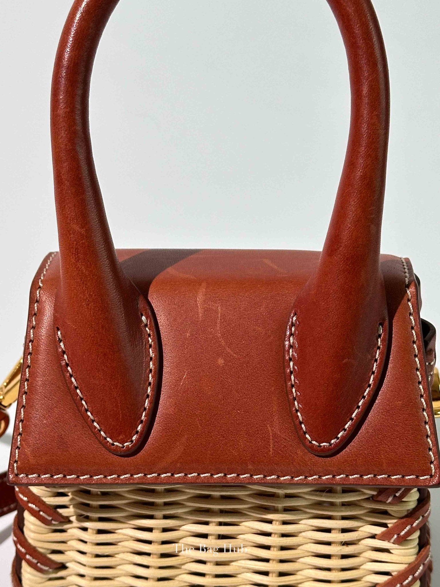 Jacquemus Brown Raffia/Calfskin Le Chiquito Osier Bag