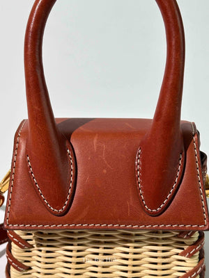 Jacquemus Brown Raffia/Calfskin Le Chiquito Osier Bag
